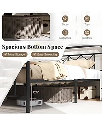 Gouun Metal Bed Frame with Headboard and Snap-Lock Slats