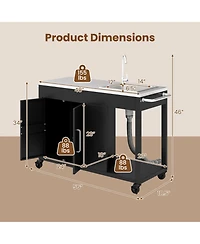 Sugift 56 in Outdoor Grill Table with Sink and Stainless Steel Top