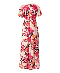 Ivonne Women's Crossed V-Neck Wrap Floral Maxi Dress