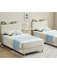 gaomon Bed Frame Bookcase Headboard Upholstered Platform No Box Spring Wooden Slats Support