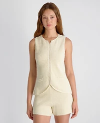 French Connection Women's Mozart Crochet Texture V-Neck Vest