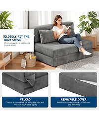 gaomon 76" Folding Sofa Bed, Convertible Futon Couch with Pillow, Linen Fabric for Small Spaces