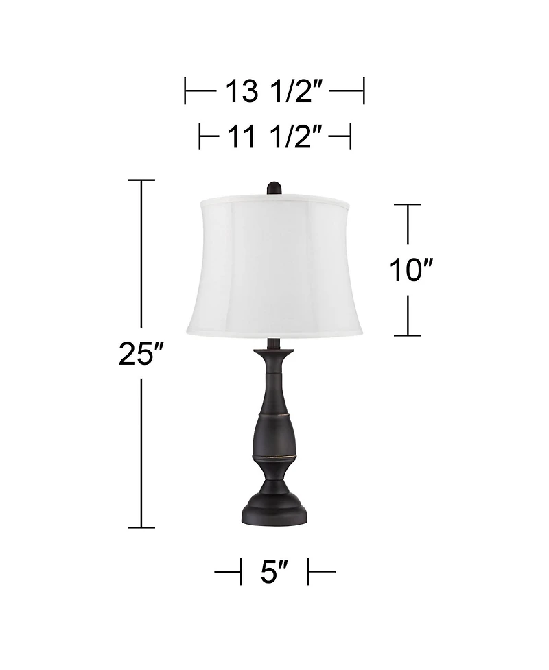 Regency Hill Ben Rustic Farmhouse Table Lamps 25" High Set of 2 Bronze Metal Drum Shade for Bedroom Living Room Bedside Nightstand