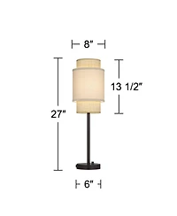 360 Lighting Tull 27" Tall Modern Table Lamps Set of 2 Usb Port Ac Power Outlet Living Room Charging Tan Tiered Shade