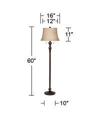 Regency Hill Brooke Traditional 60" Tall Standing Floor Lamps Set of 2 Lights Pull Chain Metal Bronze Finish Living Room