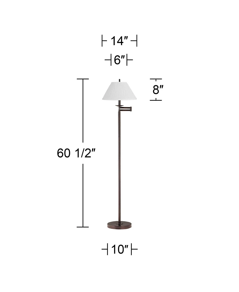 Regency Hill Gabrielle Modern 60 1/2" Tall Standing Floor Lamp Adjustable Swing Arm Metal Bronze Finish