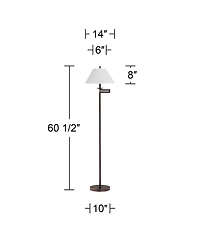 Regency Hill Gabrielle Modern 60 1/2" Tall Standing Floor Lamp Adjustable Swing Arm Metal Bronze Finish