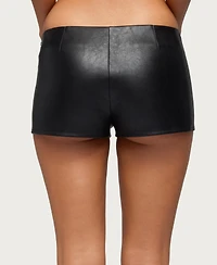 Edikted Women's Diana Zip Up Faux Leather Micro Shorts