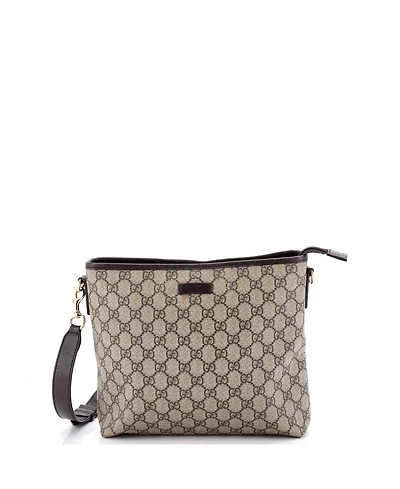 Pre-Owned Gucci Medium Zip Top Messenger Bag Gg Coated Canvas
