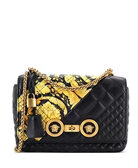 Pre-Owned Versace Medium Medusa Padlock Icon Flap Bag Quilted Leather