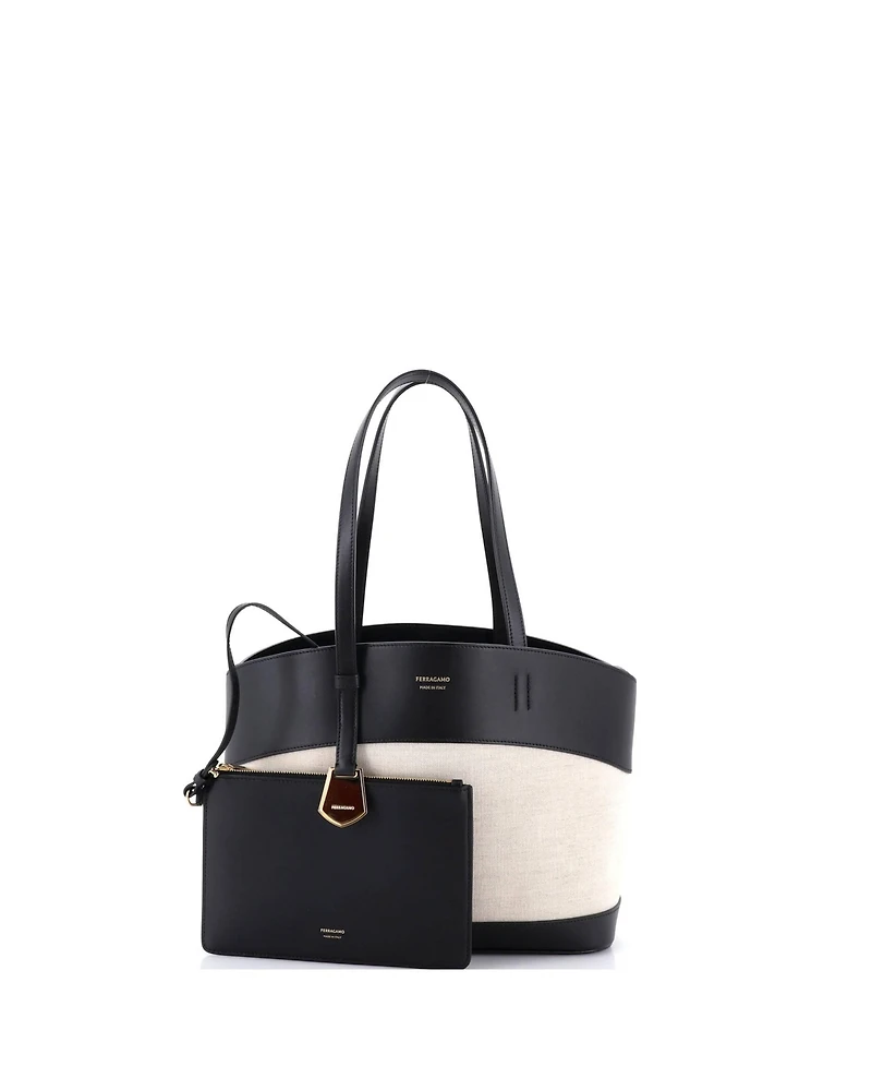 Pre-Owned Salvatore Ferragamo Small Charming Tote Canvas with Leather