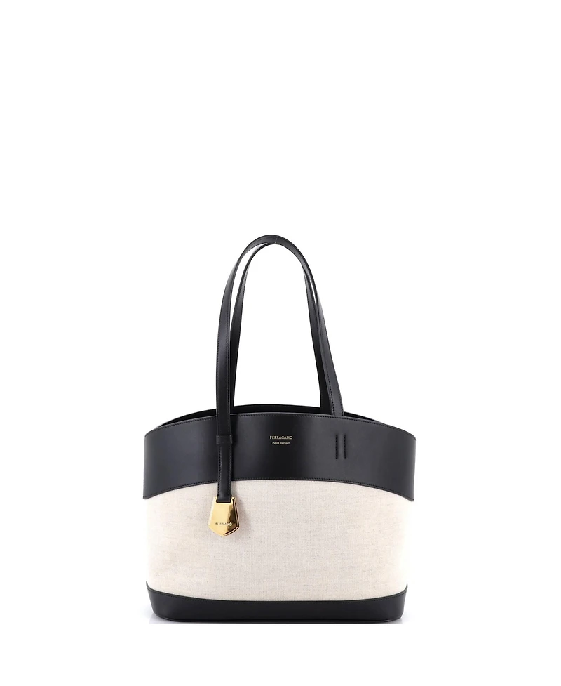 Pre-Owned Salvatore Ferragamo Small Charming Tote Canvas with Leather