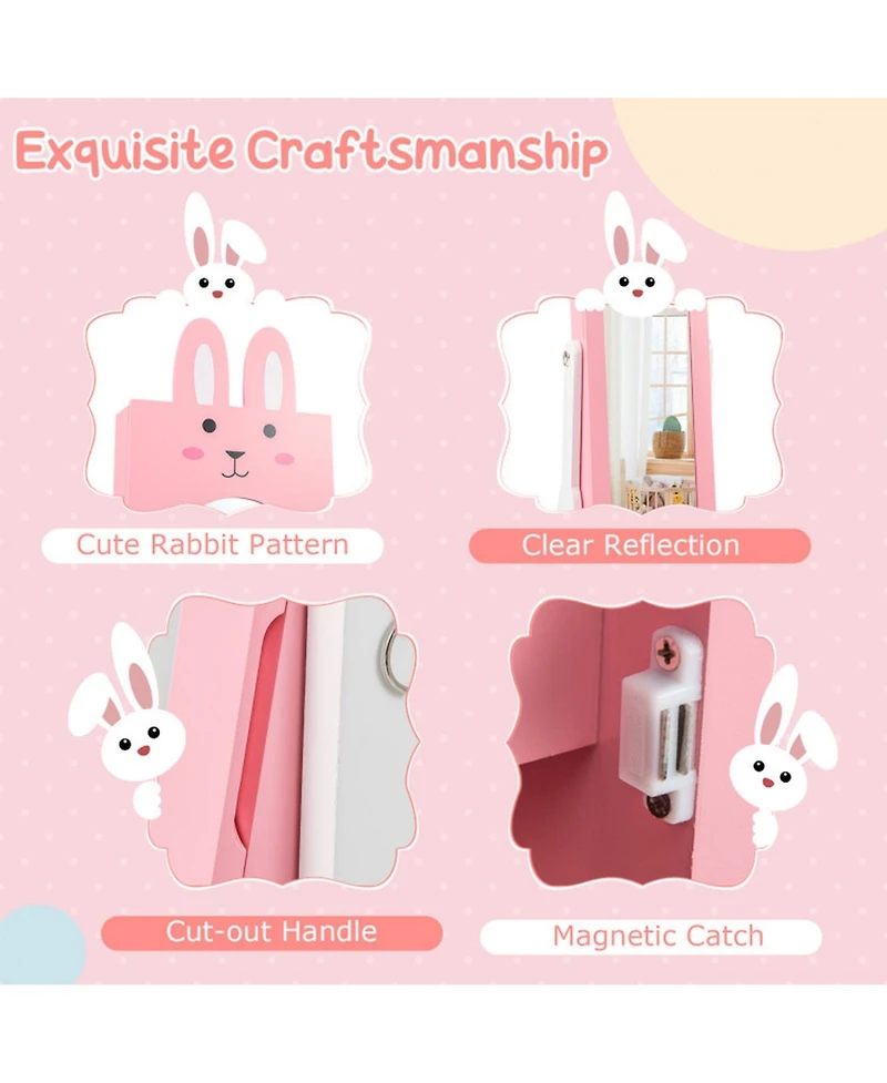 Gouun Princess Vanity Table and Chair Set with Jewelry Armoire and Mirror