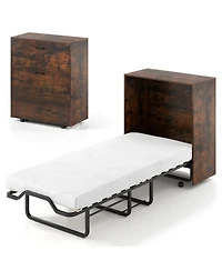 Gouun Cot Size Foldable Murphy Bed Cabinet with Lockable Wheels