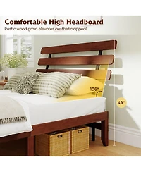 GOUUNl Metal and Wood Platform Bed Frame with Headboard and Retro Headboard