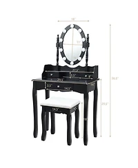 Gouun Oval Mirror Makeup Vanity Set with 10 Led Dimmable Bulbs and 3 Drawers