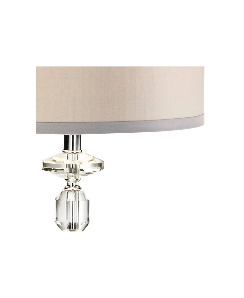 Vienna Full Spectrum Traditional Glam Table Lamp with Usb Charging Port 26.5" High Crystal Column Drum Shade Living Room Bedroom House