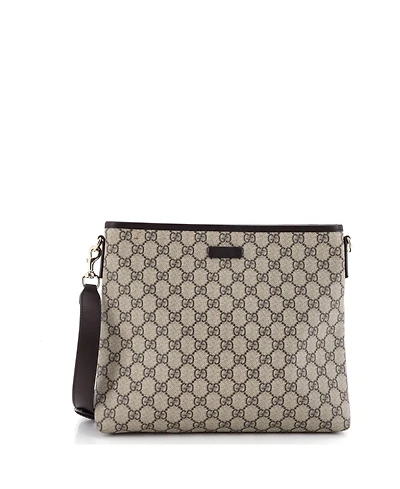 Pre-Owned Gucci Medium Zip Top Messenger Bag Gg Coated Canvas