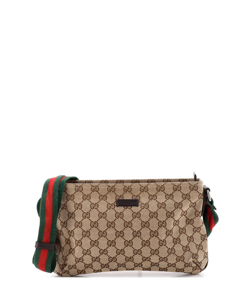 Pre-Owned Gucci Small Web Strap Messenger Bag Gg Canvas
