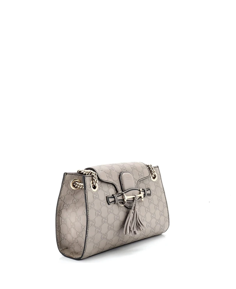 Pre-Owned Gucci Small Emily Chain Flap Shoulder Bag Guccissima Leather