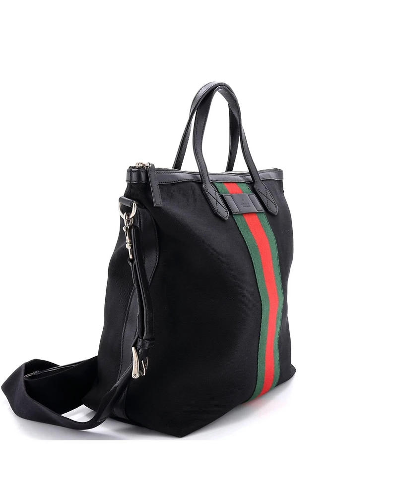 Pre-Owned Gucci Medium Web Zip Tote Techno Canvas