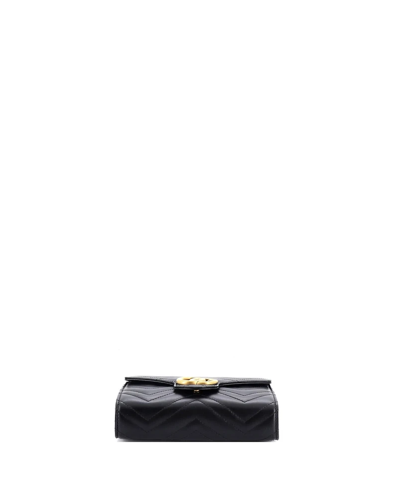 Pre-Owned Gucci Mini Gg Marmont Chain Wallet Matelasse Leather