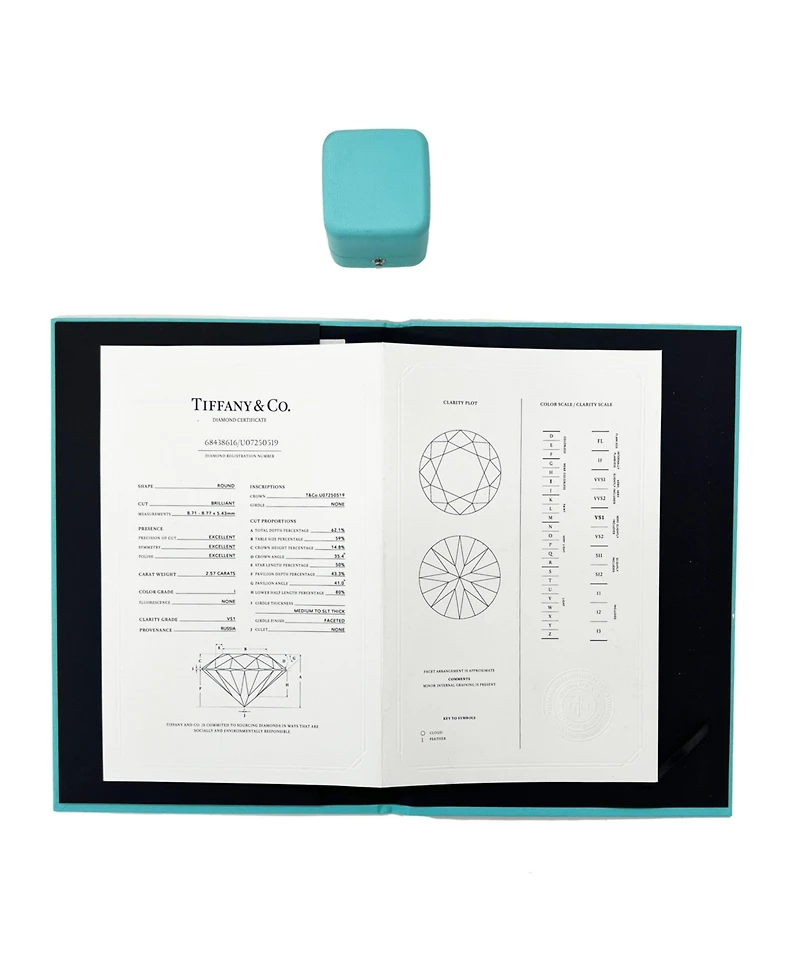 Pre-Owned Tiffany & Co 2.57 ct Round Brilliant Diamond Pave Solitaire Engagement Ring