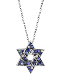 Effy Collection White Sapphire (1/20 ct. t.w.) & Blue Sapphire (1/3 ct. t.w.) Pendant Necklace in Sterling Silver with Black Rhodium