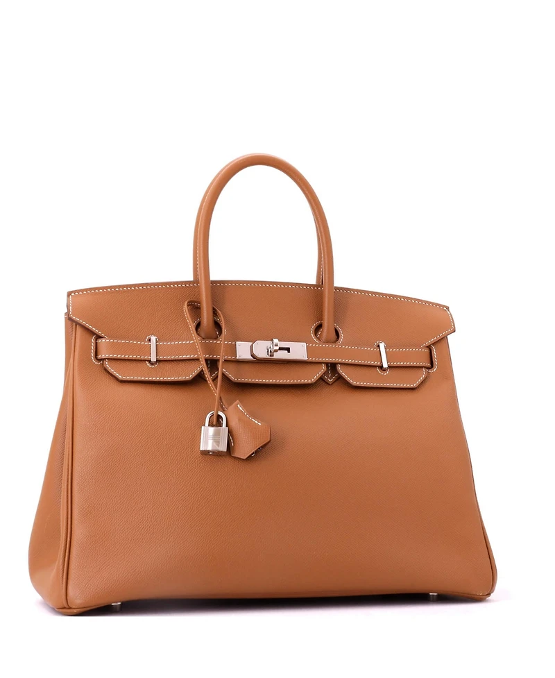 Pre-Owned HERMES Birkin 35 Handbag Brown Epsom with Palladium Hardware