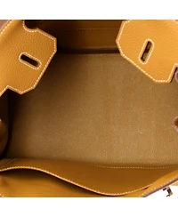Pre-Owned HERMES Birkin 30 Handbag Brown Clemence with Palladium Hardware