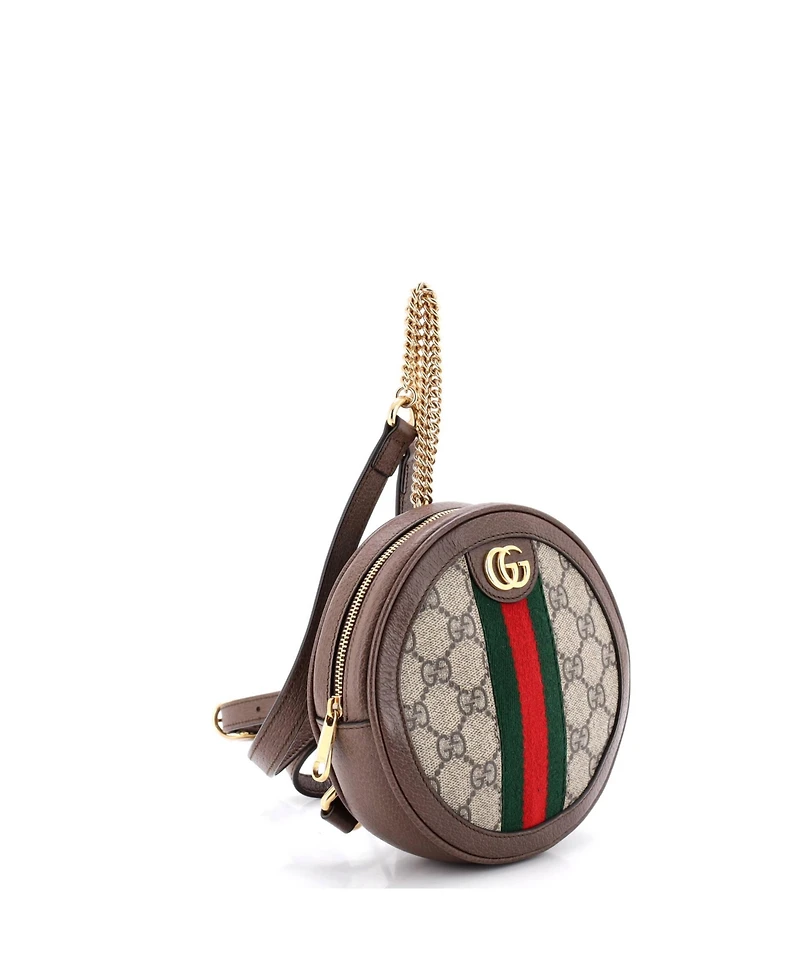 Pre-Owned Gucci Mini Ophidia Round Backpack Gg Coated Canvas