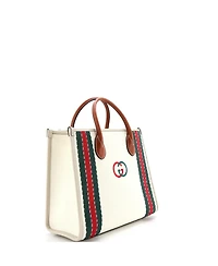 Pre-Owned Gucci Medium Interlocking G Web Tote Embroidered Canvas