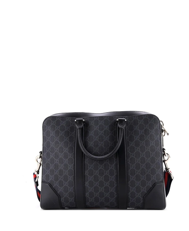 Pre-Owned Gucci Medium Convertible Zip Around Briefcase Gg Coated Canvas