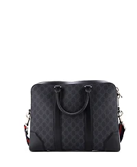 Pre-Owned Gucci Medium Convertible Zip Around Briefcase Gg Coated Canvas