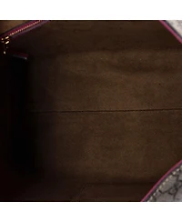 Pre-Owned Gucci Medium Signature Fold Over Tote Gg Coated Canvas with Leather