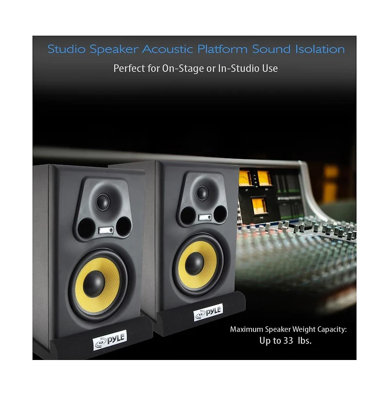 Pyle Sound Dampening Speaker Riser Foam - Audio Acoustic Noise Isolation Platform Pads Recoil Stabilizer