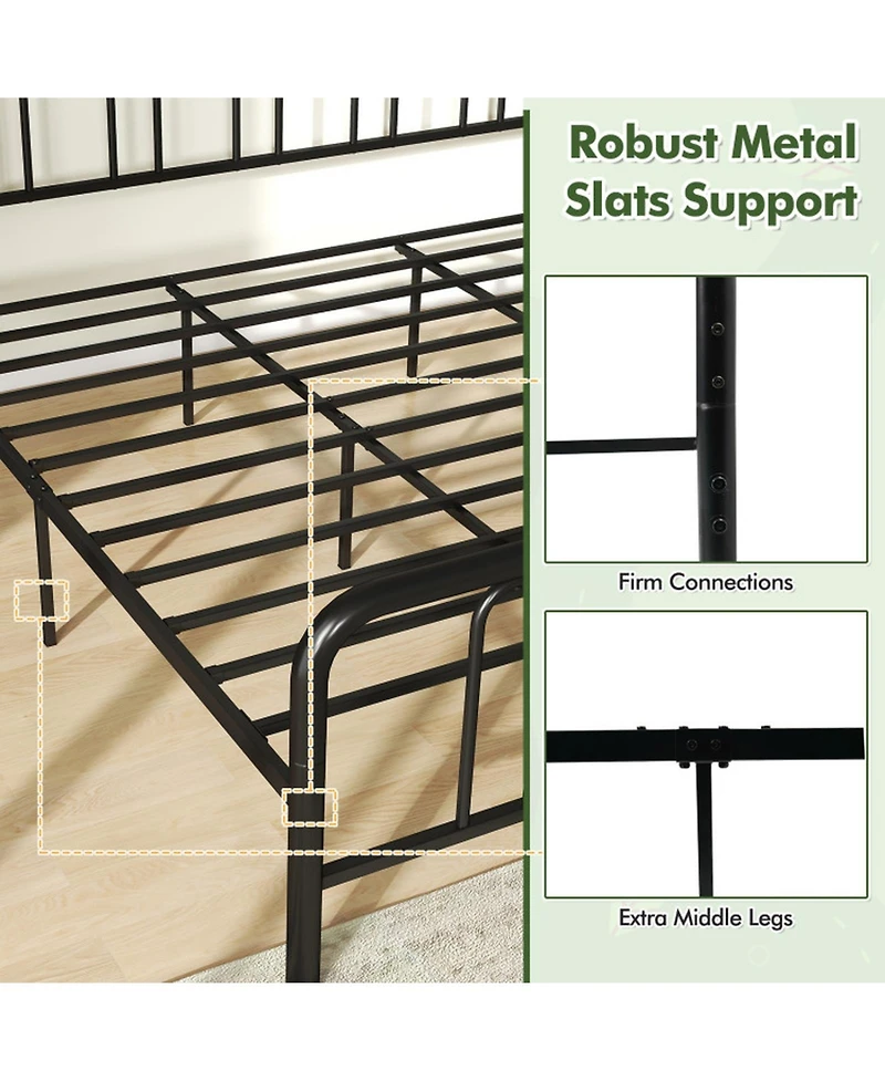 Gouun King Metal Bed Frame with Headboard