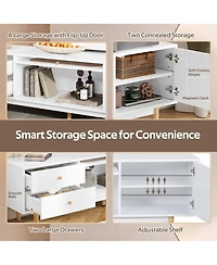 Rainsken Minimalist Tv Stand for TVs Media Console Entertainment Center with Storage Cabinet and 2 Drawers for Living Room