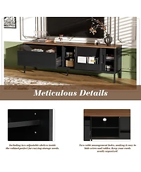 Rainsken 70.8 Media Console for Up to 75 TVs, Entertainment Center with Drawer, Sliding Doors and Adjustable Shelves for Living Room