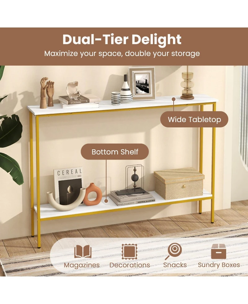 Gouun 44 in Ultra-Slim Console Table with Lower Shelf and Anti-Tipping Kits
