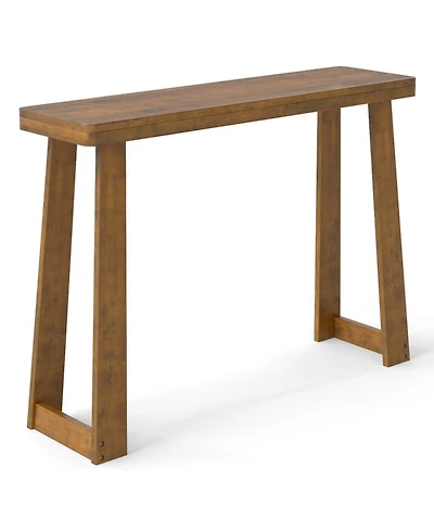 Gouun 43 in Solid Rubber Wood Narrow Console Table with 2 in Thick Tabletop
