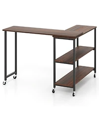 Gouun 360-Degree Rotating Sofa Side Table with Wheels and Storage, 40-60 in