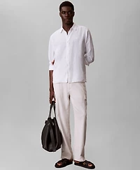 Calvin Klein Men's Solid Linen-Blend Shirt
