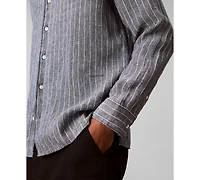 Calvin Klein Men's Yarn-Dyed Pinstripe Linen Classic Shirt