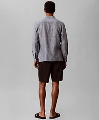 Calvin Klein Men's Yarn-Dyed Pinstripe Linen Classic Shirt