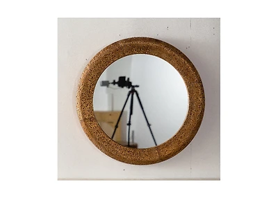 Busdays 31.3" Hammered Gold Round Wall Mirror