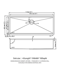 Busdays 45 x 19 x 10 Inch Single Bowl Undermount Workstation Kitchen Sink