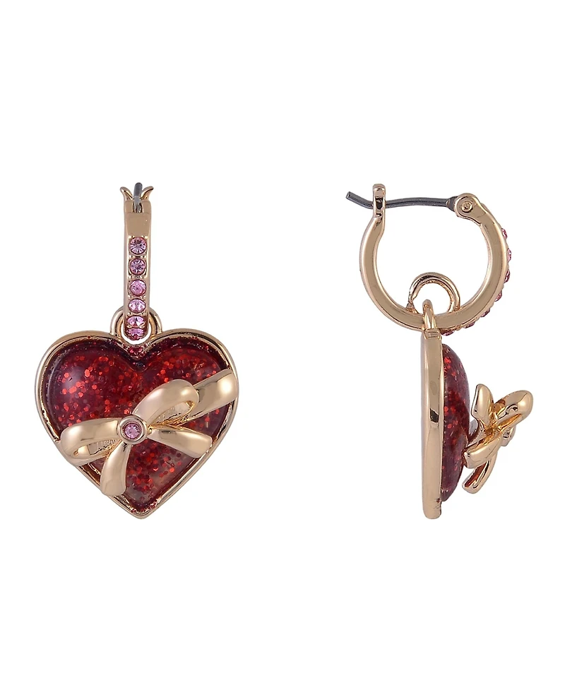 Hallmark Huggie Hoop Earrings with Glitter Heart Drop