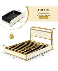 Gouun Full Metal Platform Bed Frame with Led Lights and Charging Station