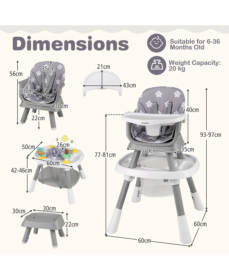Sugift 16 in 1 Baby High Chair with Activity Center and Booster